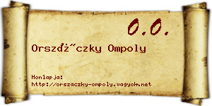 Orszáczky Ompoly névjegykártya